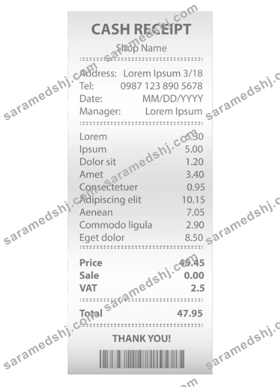 CASH receipt sample